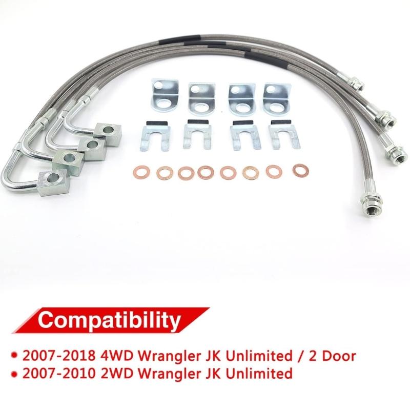 Durable Reliable Brake Lines for JK 2007-2018 89716 Stainless Steel Brake Cable
