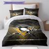Set Biancheria da Letto con Motivo Logo Pittsburgh Penguins Copripiumino Federa Decorazione per la Casa Regalo (1 * copripiumino + 2 * federa, senza nucleo)
