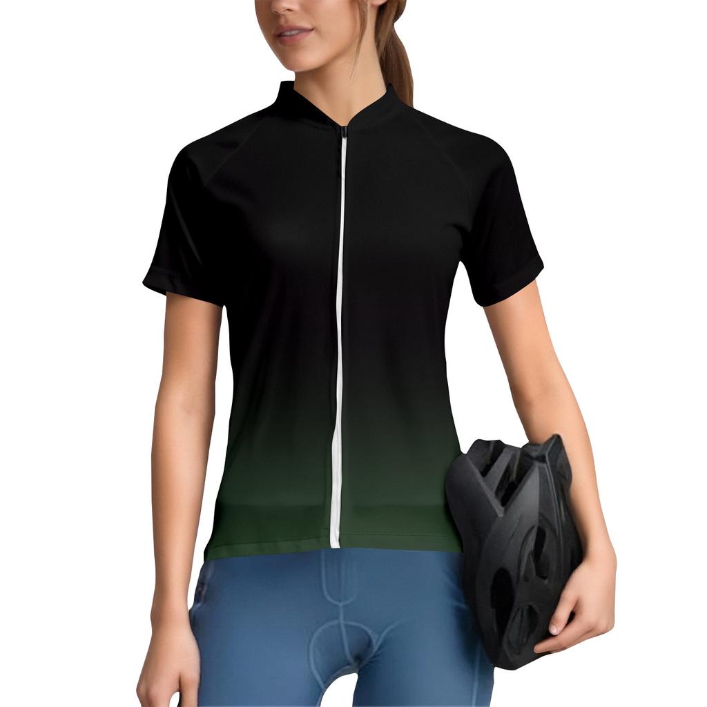 Completo da ciclismo da donna sfumato, maglia da ciclismo a maniche corte con 3 tasche posteriori, traspirante, ad asciugatura rapida, anti-umidità, striscia riflettente per il ciclismo