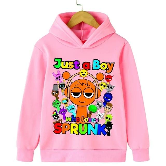 Sprunki Thick Hoodie for Children Anime Cartoon Fashion Sweatshirt Boys Girls Autumn Winter Hip Hop Hooded Hoodies Kids Clothes
