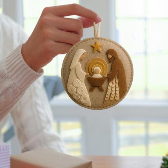 Nativity Felt Christmas Ornament Religious Christmas Tree Hanging Decoration Handmade Christian Nativity Scene