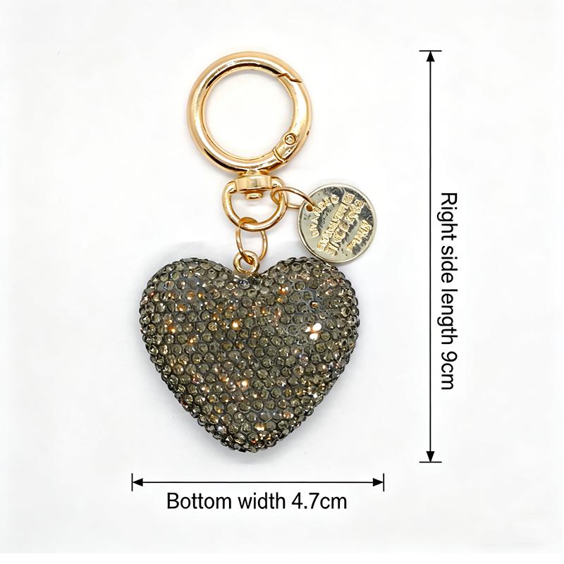 Bling Bling Pink Heart Crystal Rhinestone Soft Clay Keychain for Women, Cute Fashion Bag Charm & Key Ring Pendant for Purse Keys
