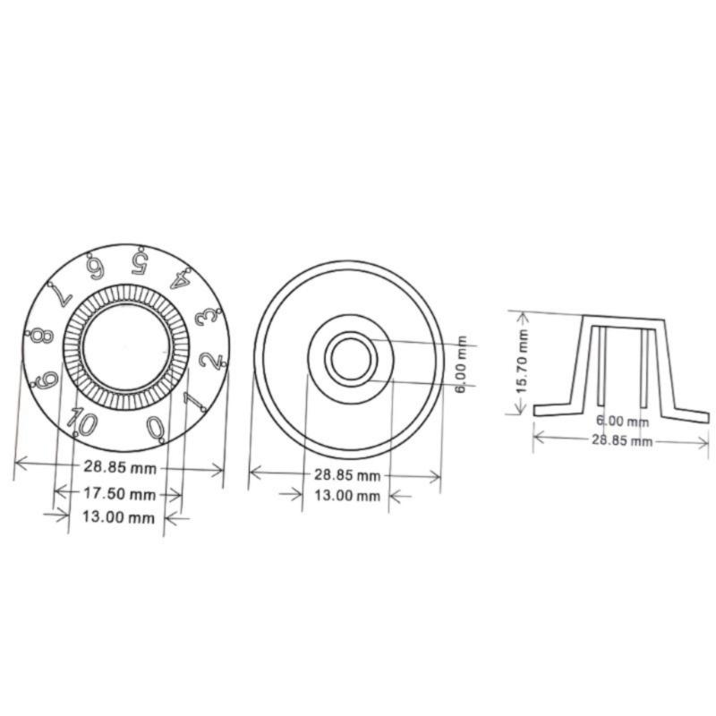 Professional 29x16mm Sound Controls Guitar Effect Knob With Textured Grip And Clear Number Markings