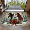 1Pcs Anti Fatigue Kitchen Rugs, Christmas Horse Print Waterproof Non-Slip Thick Cushioned Kitchen Mat Heavy Duty Comfort Standing Mat for Kitchen