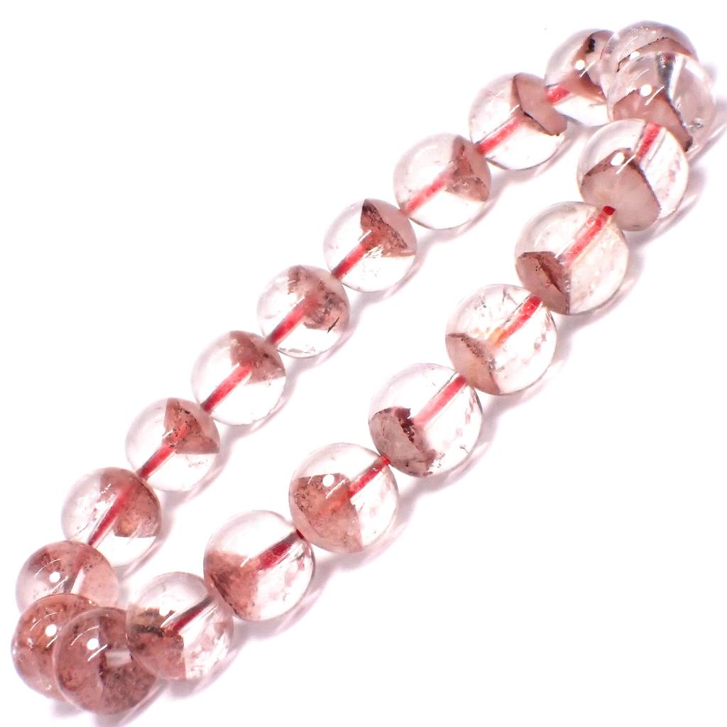 Luxury Natural Stone Red Phantom Quartz Power Stone Bracelet with Clear Phantom Beads [Happiness Stone] Accessory