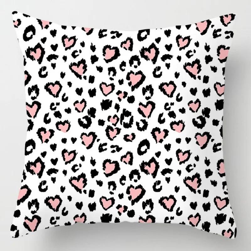 Pink Marble Polyester Pillowcase Leather Leaf Flower Cushion Cover Living Room Home Decoration Sofa Geometric