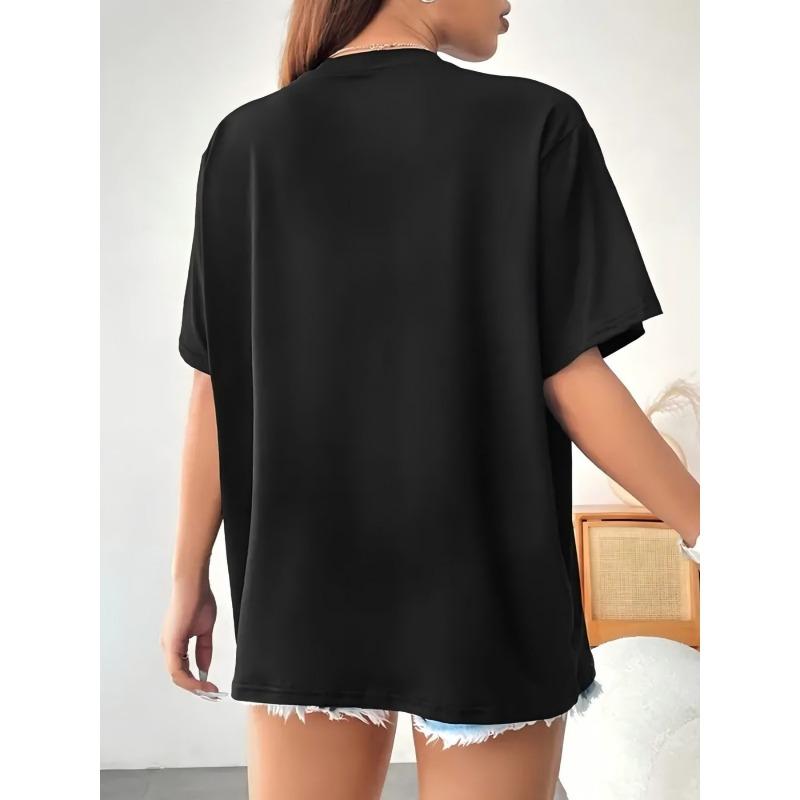 Single-Piece 2026 Summer Women'S Round-Neck T-Shirt | Fashionable Pink Butterfly Print, Stylish And Unique Product, Casual Fit With Short Sleeves
