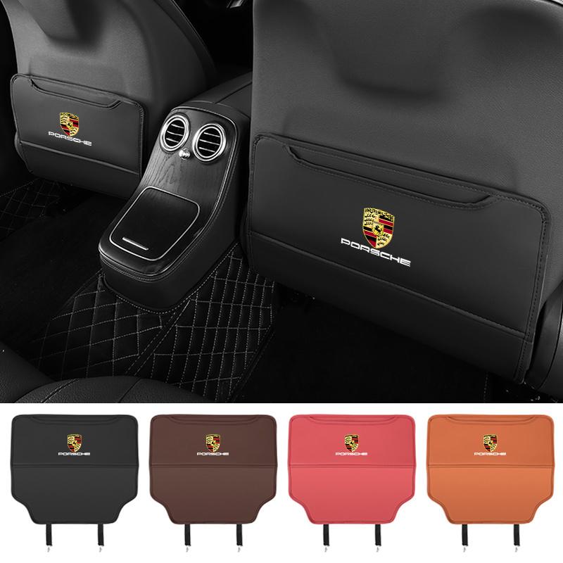 Car Seat Back Anti Kick Pad Leather Protective Pads for Porsche 718 Cayenne Panamera 911 Macan Taycan Cayman Boxster Sticker VN2