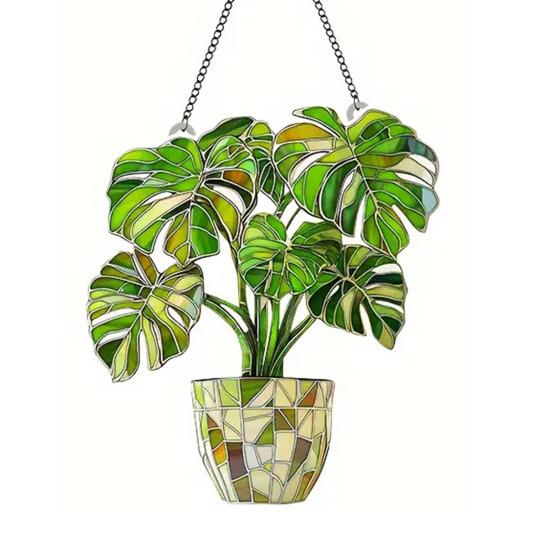Acrylic Garden Sign with Potted Plant Pattern Weather-Resistant Outdoor Pendant 2D Lawn And Patio Decor for Home Celebration And Garden