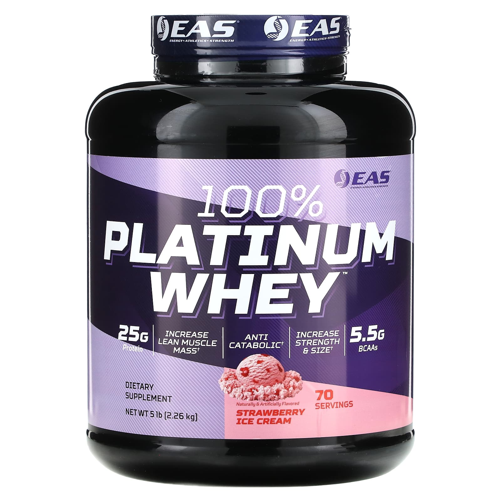

100% Platinum Whey, Strawberry Ice Cream, 2.26Kg(5Lb)
