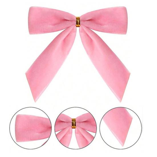 24 Pcs Velvet Christmas Bows with Twist Tie 3.5 Inch Pre-Tied Vintage Velvet Ribbon Bows for Wreath Tree Gift Wrapping DIY Craft Party Favors Home