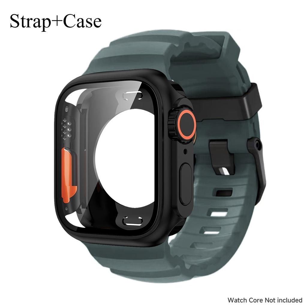 Silicone Strap For Apple Watch 44mm 45mm 46mm Bracelet+Screen Protectores Change To Ultra For iWatch Series 11 10 9 8 7 SE 6 5