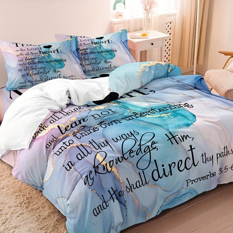 

3Pcs Duvet Cover Set, Marble Print Bedding Set, Soft Comfortable Duvet Cover, For Bedroom, Guest Room Decor Cool Gift For Friend Duvet Cover Set&EU Single(135x200cm)