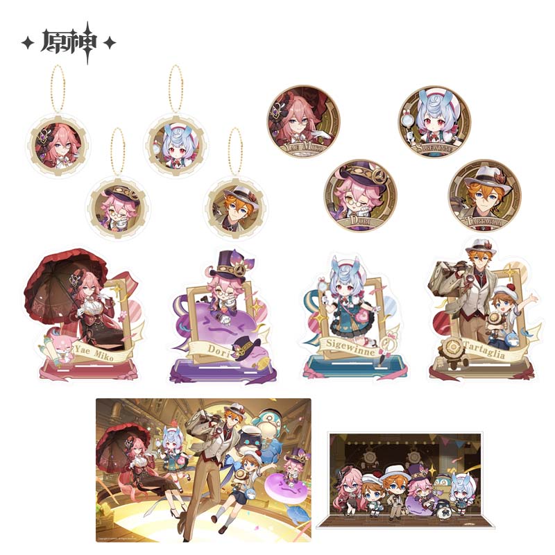 Chic Studio Unisex Sunsyea Genshin Impact Official Merch Mihoyo Original Authentic 2024 Jnxj Series Acrylic Stand Badge Keychain Tartaglia Yae Miko