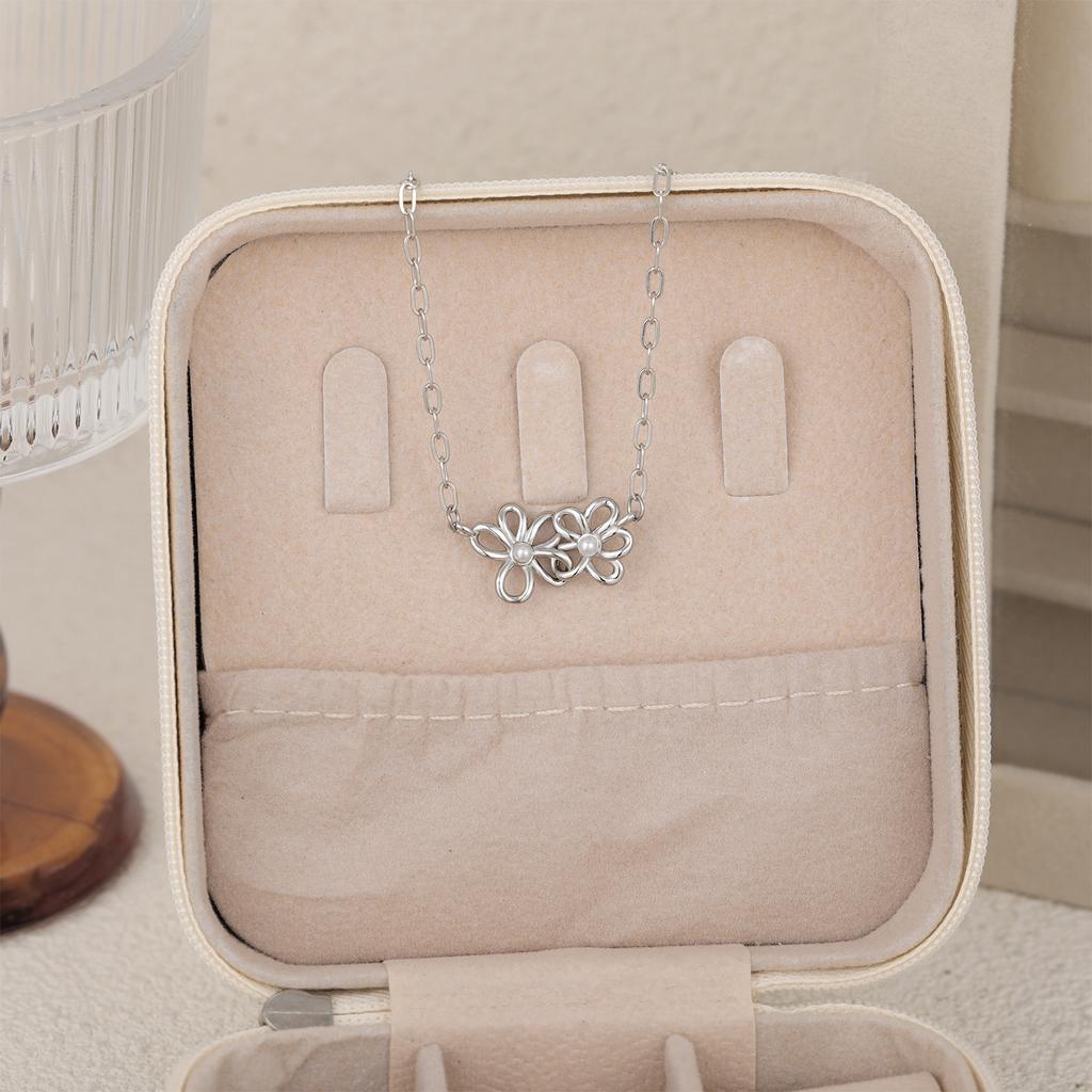 Exquisite 18K Gold Plated Double Flower Bracelet for Women Grils Minimalist Adjustable Stainless Steel Chain Link Bracelets Gift
