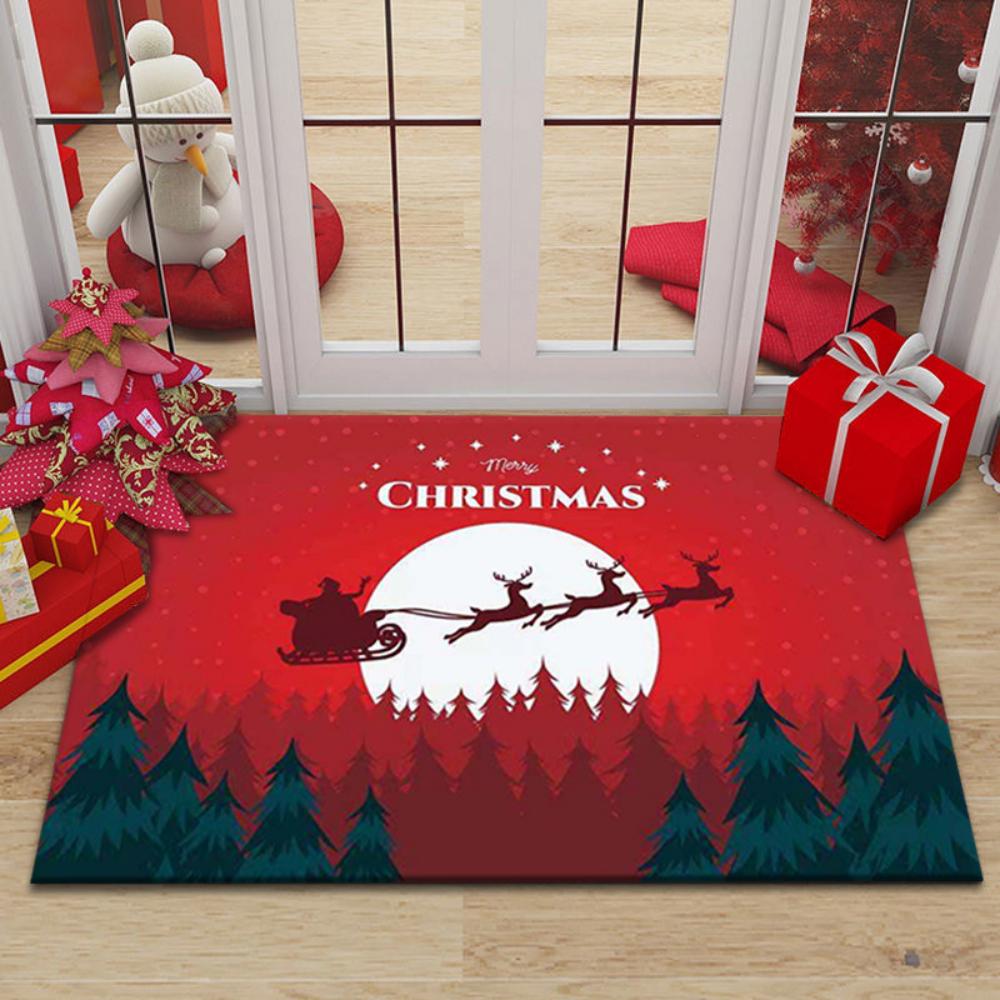 Merry Santa Holiday Design Doormat Durable Foot Mat for Festive Home Decor Hall Kitchen Living Room Bedroom Entry Mat