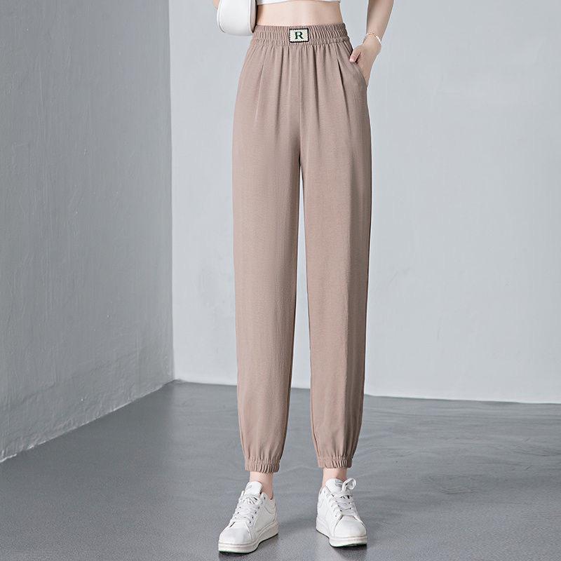 Summer High-Waisted Tapered Cropped Harem Pants for Middle-aged and Elderly Women - Loose, Slimming, Plus Size