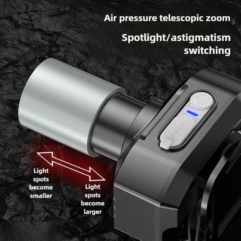 1200mAh Strong Light LED Headlight Super Bright Zoom Head Mounted Flashlight USB Rechargeable Portable Camping EDC Torch Fishing Lantern