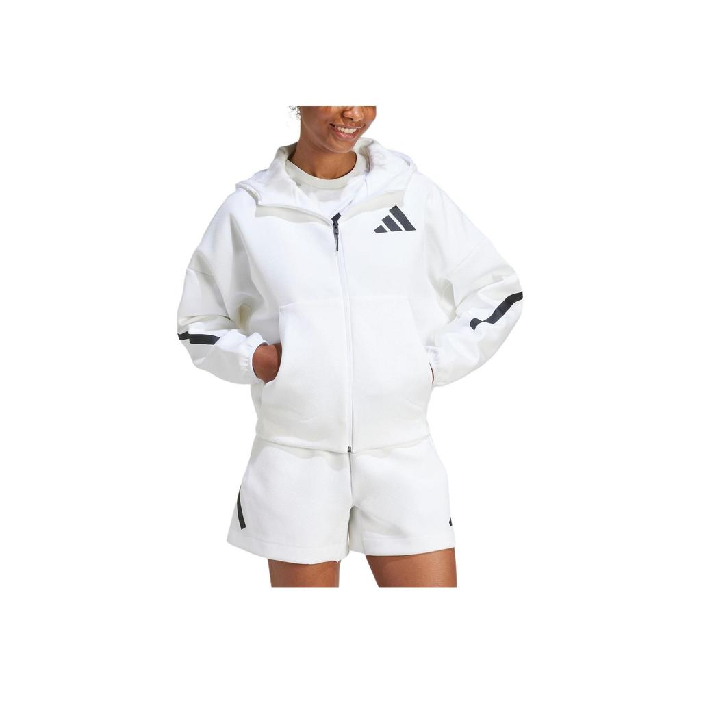 adidas Women's Z.N.E. Full-Zip Hoodie White JE7849