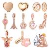 925 Silver Heart Beads High Heels Charm Exquisite Necklace Rose Gold Pendant Gift for Women