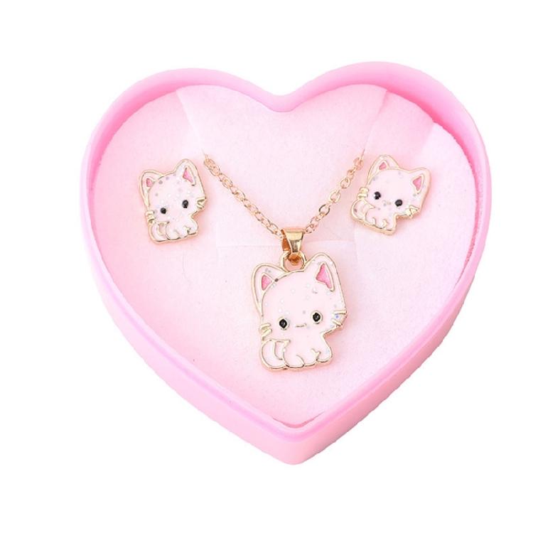 Unique Cats Ear Jewelry Pendant Necklace Cartoon Cats Ear Studs Alloy Texture Perfect for Fashion Style Individuals