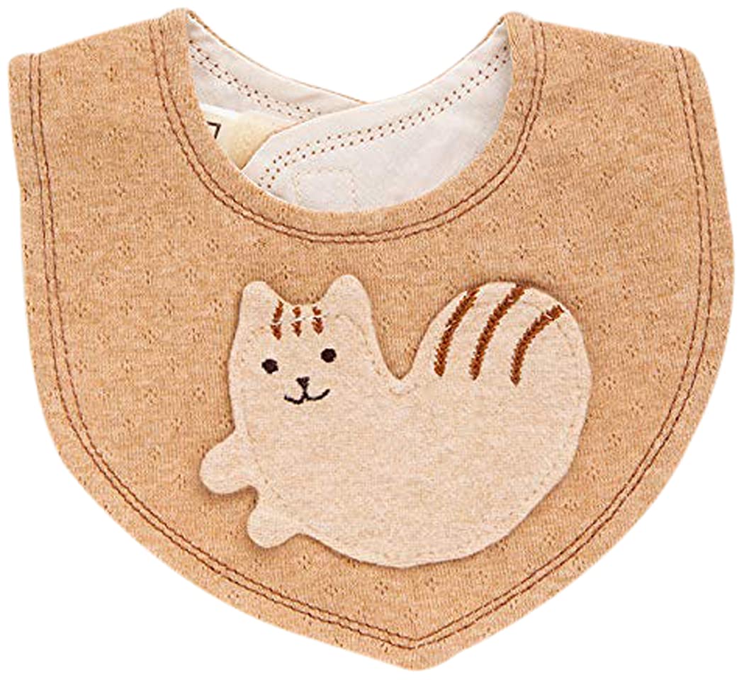 pompkins BABY Organic Cotton Mini Made in Japan Y-1298 100% [Chipmunk Series] Bib, (Brown) коричневый