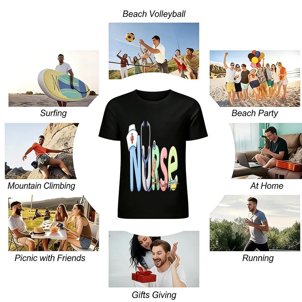 Fun Nurse Themed Print Casual T-Shirt Pure cotton T-shirt