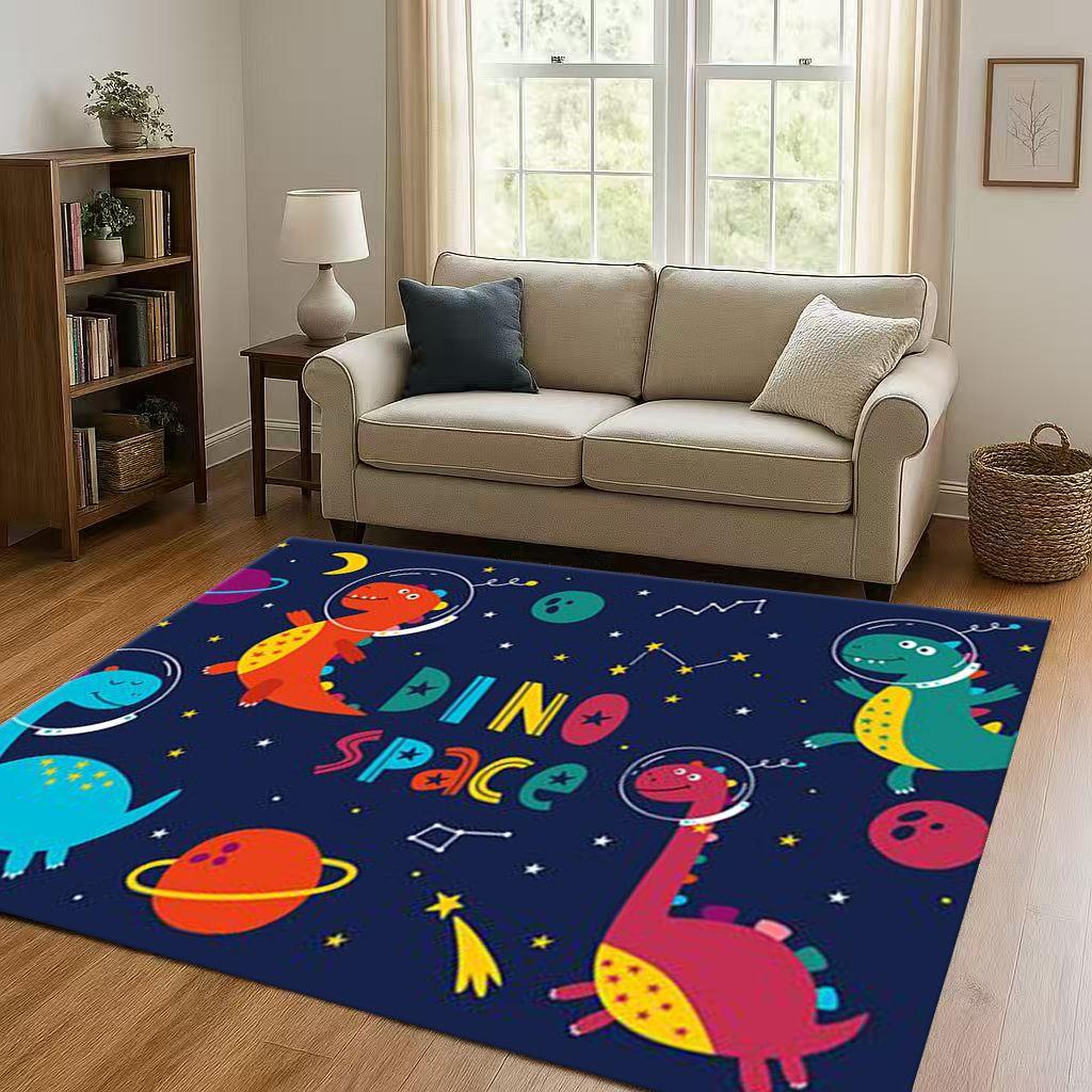 2026 New Space Dinosaur Cartoon Dino Art Living Room Non Slip Area Rug Carpet for Bedroom Kids Playroom Sofa,Home Decor Doormat