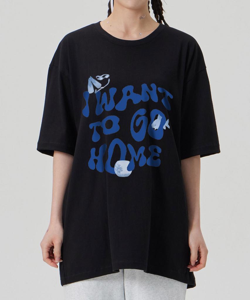 ASTRAL PROJECTION [I Want To Go Home] Cotton Loose Fit Short Sleeve T-Shirt_Black
