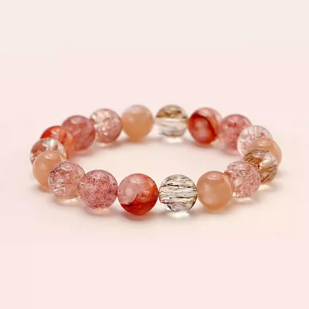 New Chinese-style crystal firework super seven bracelet for women, niche high-end colorful crystal red agate bracelet, gift for girls