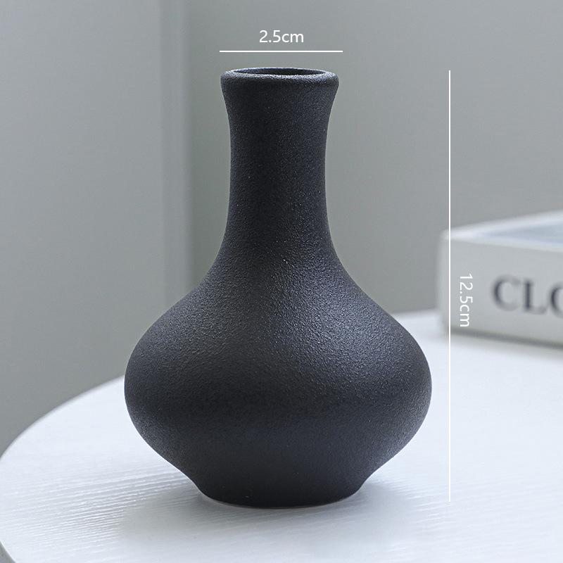 5Pcs Black Ceramic Vase Set Modern Minimalist Matte Flower Vases for Home Deco Living Room Table Centerpiece Wedding Party Decor
