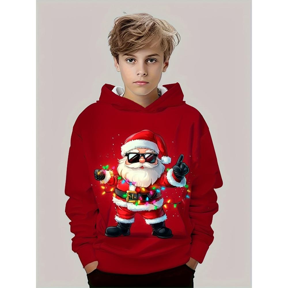 Autumn Comfortable Sports Leisure Long Sleeved Pullover Hooded Sweatshirt Children Christmas Series Loose Versatile Pocketless 3d Hoodies