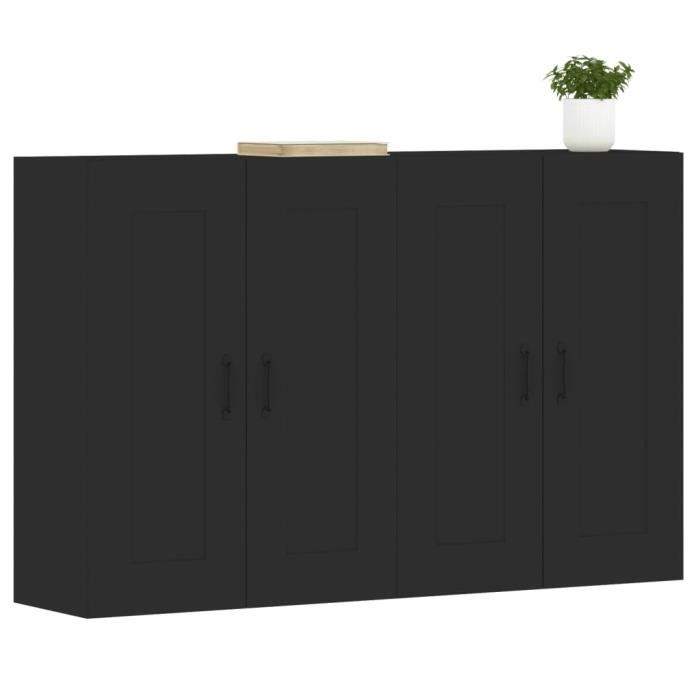 VidaXL Armoires murales 2 pcs noir bois d'ingénierie 3197986