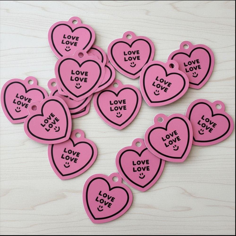 50pcs Heart Shaped Cards Valentine's Day Tags Hanging Decoration DIY Crafts Cake Decor Tag Pink Paper Hand Gift Hanging Tag