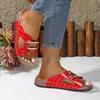 Fashion Women Slippers Summer Non Slip Thick Sole Shoes Metal Decoration Wedge Sandals Plus Size Fashion Platform Slippers Slides Women