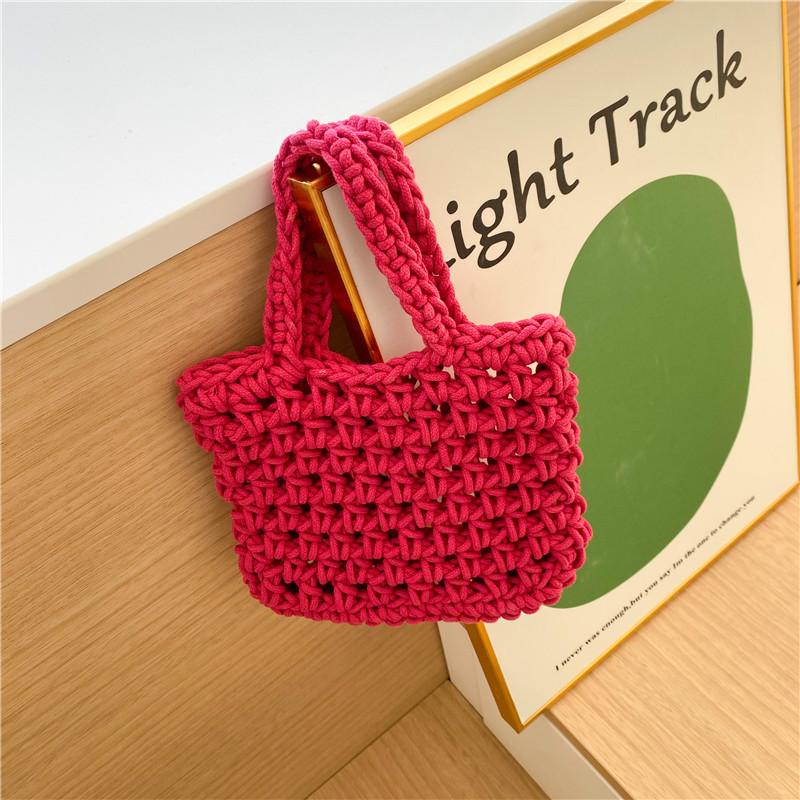 

Yarn Kids Adorable Woven Handbag Chic Small Size Plush Purse For Baby Girls маджента