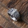 Adjustable Open Ring Men Women Vintage Ethnic Style With Bat Longevity Symbol Plated Geometric Design