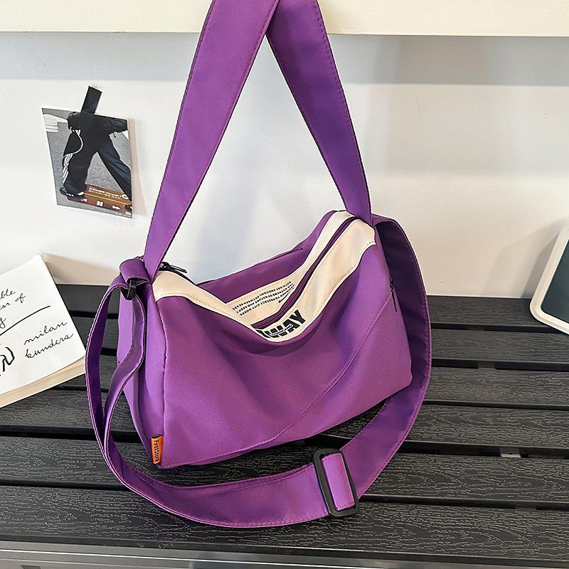Summer large-capacity high-end casual messenger bag for men and women 2025 new wide shoulder strap nylon pillow bag shoulder bag