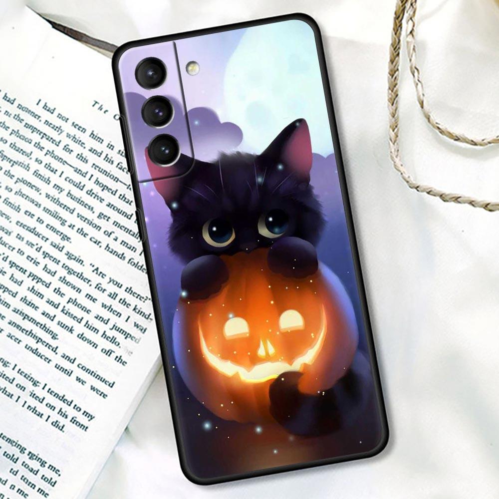Happy Halloween S24 Ultra For Samsung Galaxy S23 Ultra S21 S20 FE S22 S10 S24 S23 Plus Case Cover Cat Bat Pumpkin Witch Castle