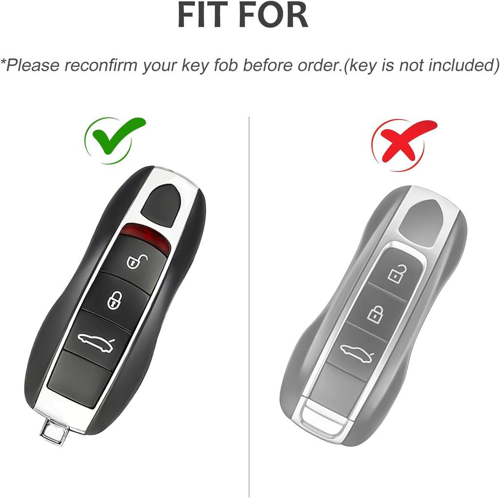 Für Porsche 918 Kohlefaser Schlüsselhülle Schale Abdeckung Schutz für Porsche Cayenne Panamera Macan 718 911 Boxster Cayman (Schwarz)