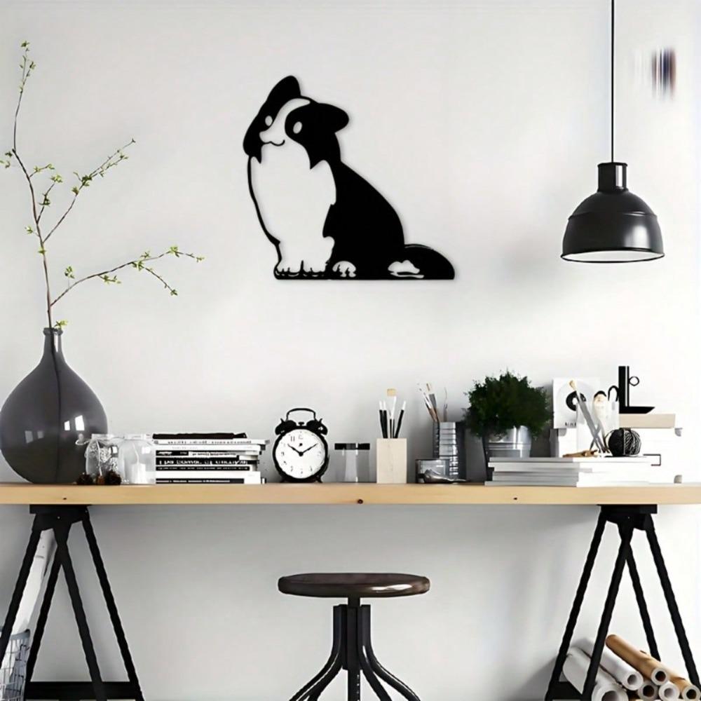 Metal Dog Silhouette Wall Art Black Rustproof Coating Home Decor Living Room Bedroom Kitchen Gift Dog Lovers