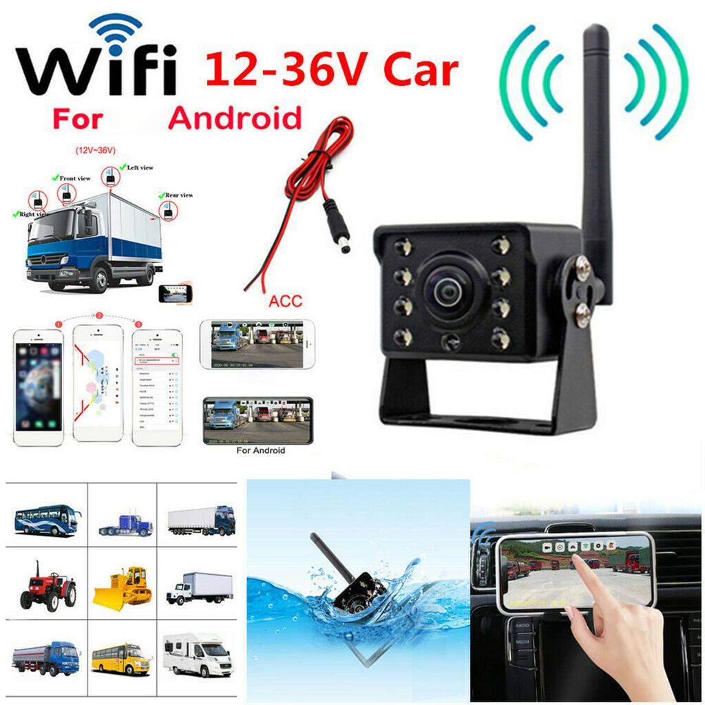 WiFi Wireless Car Rear View Camera Truck Bus 12V 36V Automobile LED Reverse HD Night Vision Backup Camera, IP67