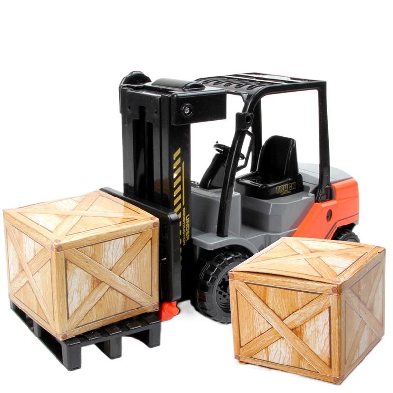 Bau-LKW-Gabelstapler-Modell-Simulation, verdicktes, sturzfestes Kinder-Trägheitsauto-Spielzeug mit Fracht-Jungen-Geschenk