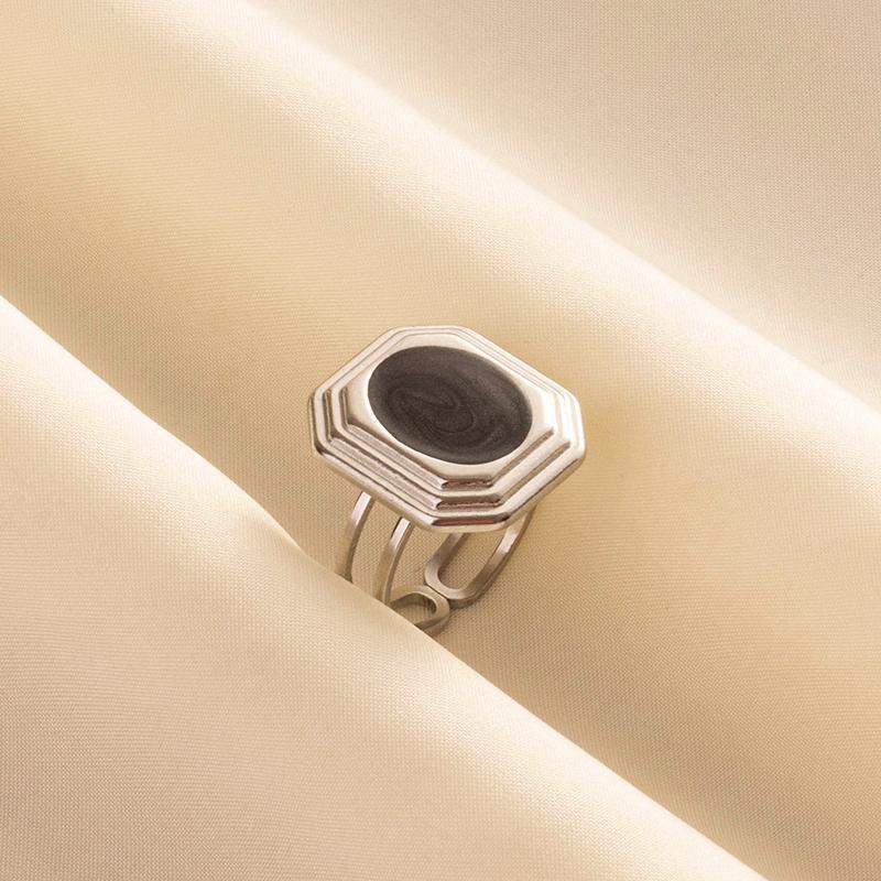 Punk Vintage Black Enamel Ring Stainless Steel Open Rings For Women Men Jewelry Fire Evil Eye Bague Acier Inoxydables Femme Gift