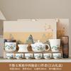 Tea set Festive white porcelain rime pavilion Dehua suet jade set Outdoor travel tea set