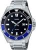 Standard Analog Sports Watch, 20 ATM Water Resistant, Men's MDV-107D-1A2V, Black with Blue Bezel, Metal Band, Overseas Model [Parallel Import]