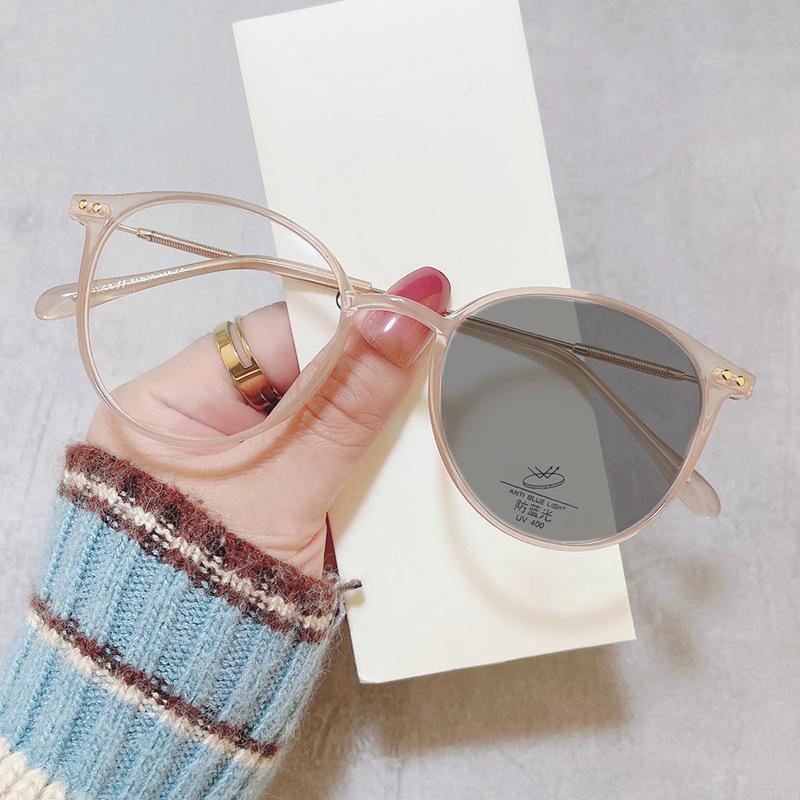 Модные ультралегкие круглые фотохромные очки для близорукости для мужчин и женщин, блокирующие синий свет, унисекс, модные очки для близорукости 0