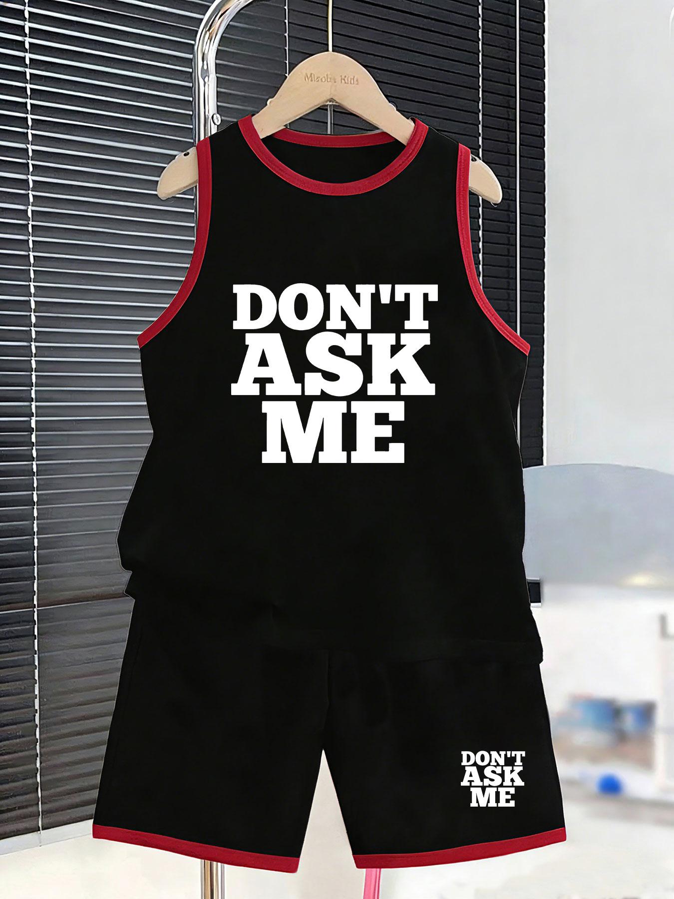 

Boys’ “Don’t Ask Me” slogan set. Cool prints, breathable fabric, loose fit for trendy daily wear. 2-3Y чёрный