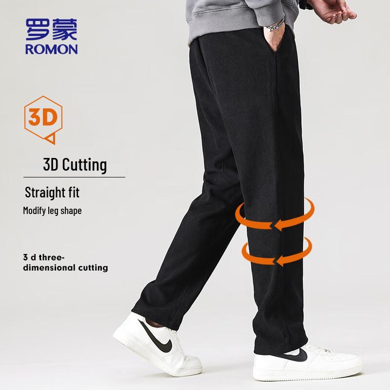 ROMON Men's Corduroy Straight-Leg Drawstring Casual Pants A30
