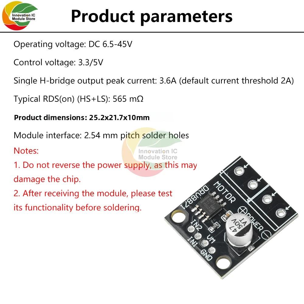 DRV8871 DC 6.5-45V Dc H-bridge Motor Driver Module 3.6A Brushed Motor Driver Pwm Control Driver Module Motor Driver
